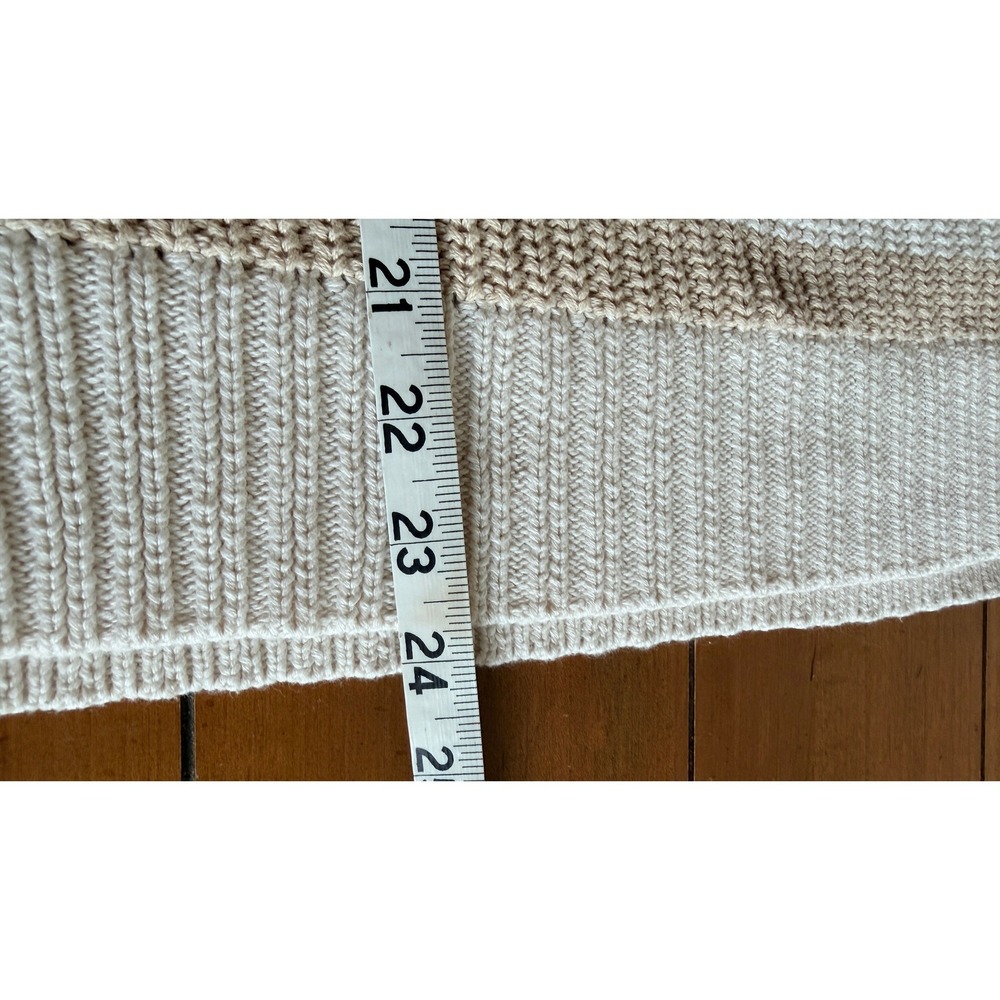American Eagle Striped Shaker Knit Sweater Tan Cream Oversized Crewneck Medium - Picture 7 of 7